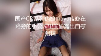 国产CD系列伪娘maya夜晚在路旁的小公园里偷偷露出自慰射精